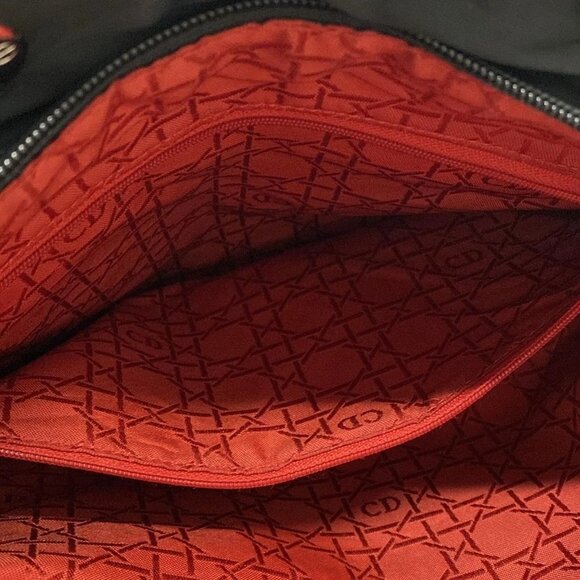 Auth DIOR/ChristianDior Lady Dior Large Bag Black Nylon Leather Handbag - Picture 15 of 16